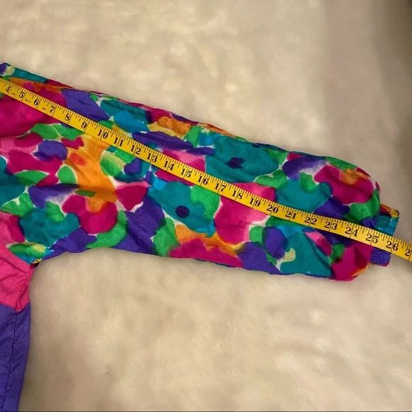 VINTAGE BLAIR BOUTIQUE NEON WATERCOLOR WINDBREAKER SZ L - Picture 15 of 16